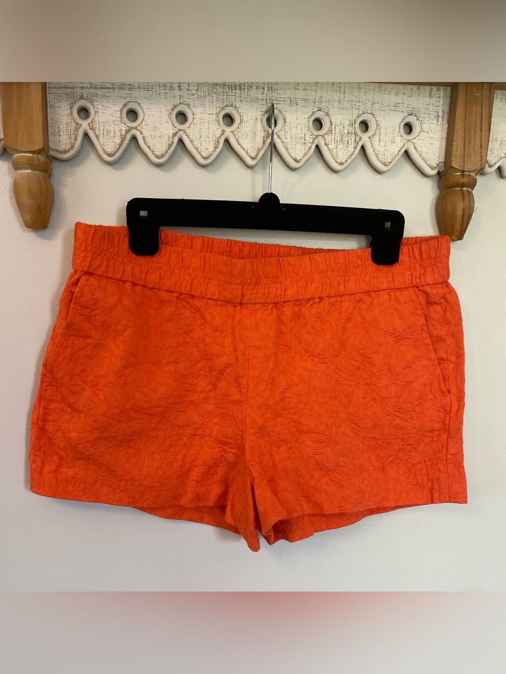 J. Crew Orange Floral Textured Elastic Shorts